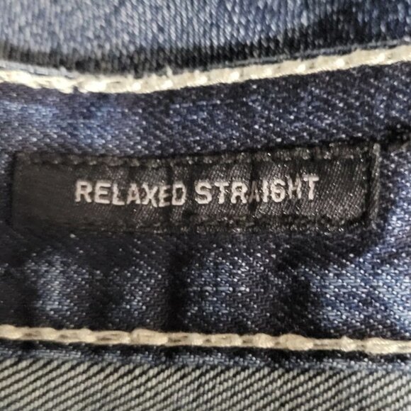 CJ Black Men's 38x32 Relaxed Straight Flap Pocket High Rise Blue Denim Jeans - Picture 5 of 12